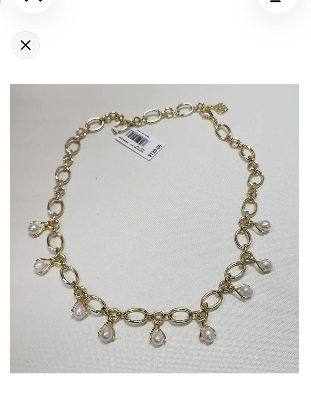 $120 NWT Kendra Scott Gold Link Pearl Necklace